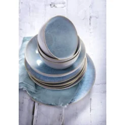 Bordenset Palmer Light Blue Sea 24-delig (8 personen) Blauw Stoneware