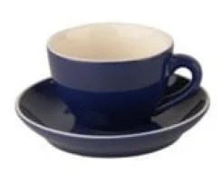 Kop en schotel cappuccino blauw Palmer Colors 18cl set 6 stuks