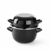 Mosselpan met deksel zwart 3L H625057